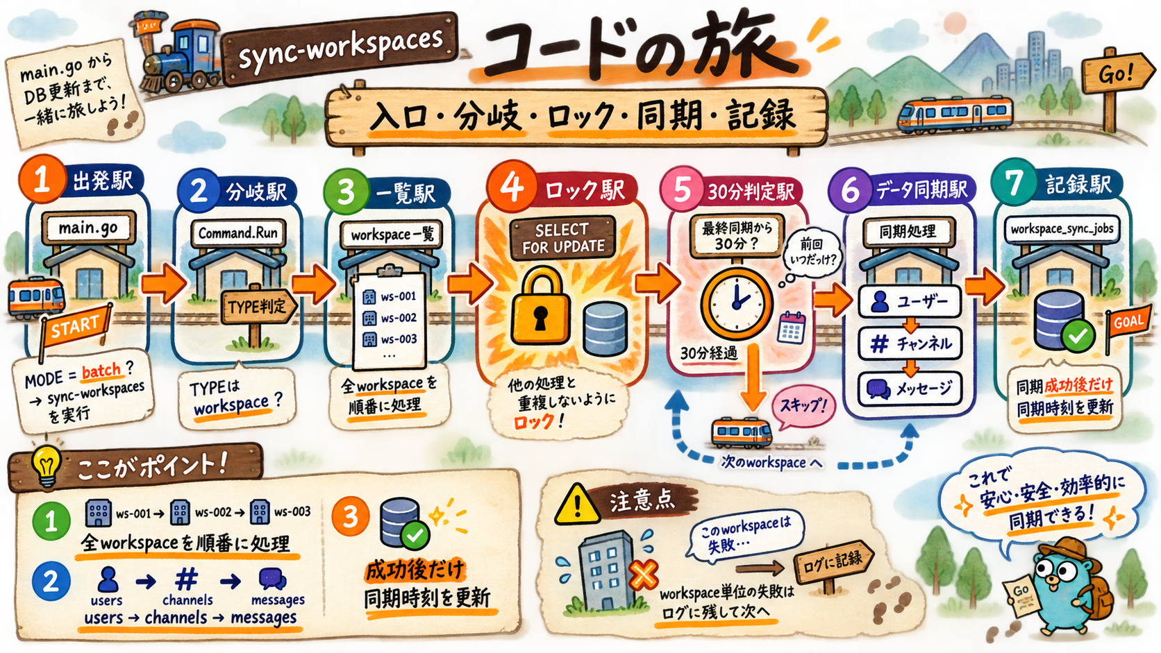 sync-workspacesのGoコード処理フロー